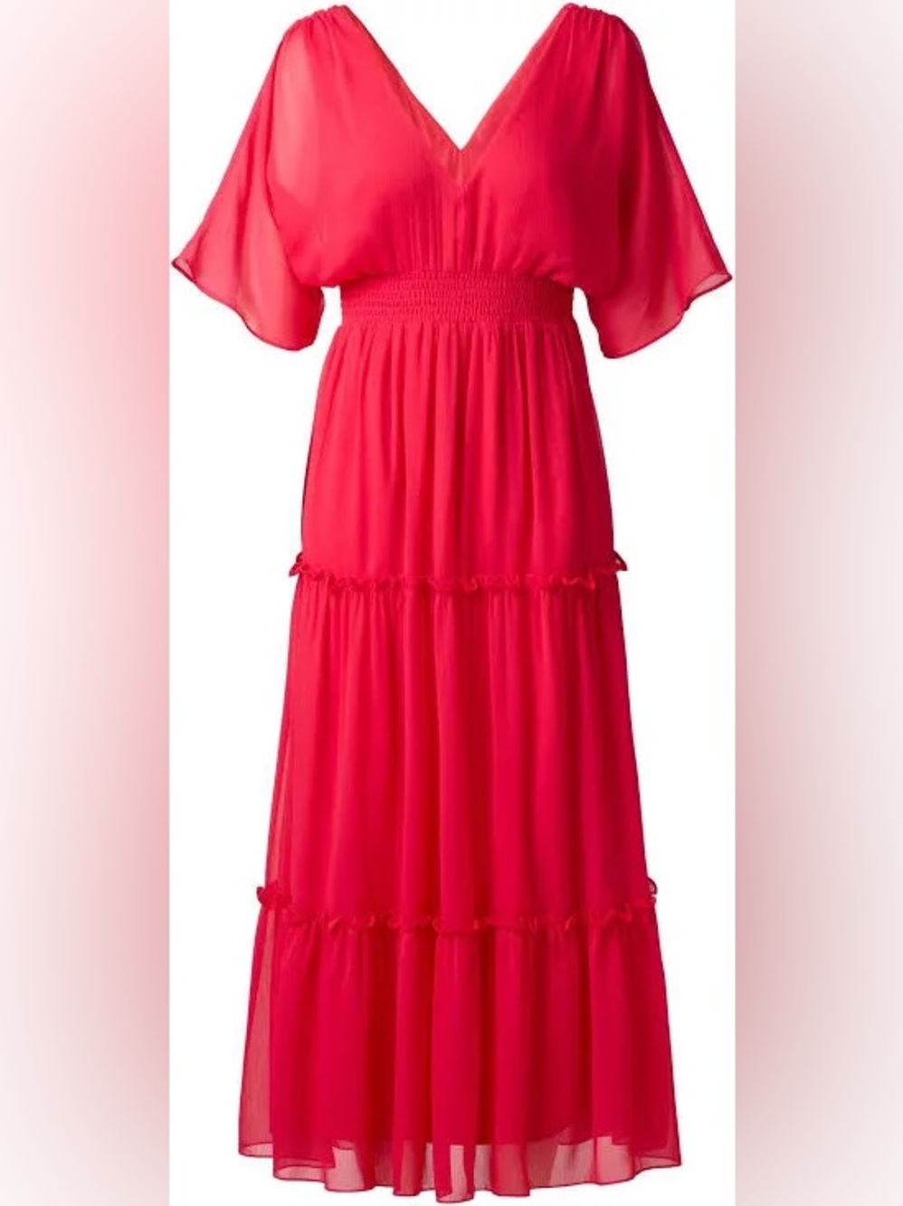NWT ✨ VENUS Coral flutter sleeve Maxi Dress with V-Neck - xl